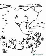 Dots Connect Dot Kids Elephant Worksheets Coloring Pages sketch template