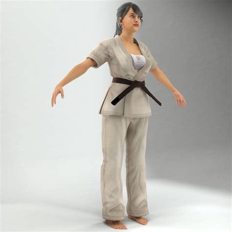 karate lady 3d model rigged max