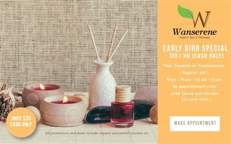 promotions wanserene organic spa massage