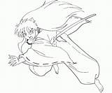 Coloring Inuyasha Pages Popular sketch template