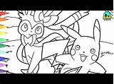 Coloring Sylveon Eevee Pages Colouring Pikachu sketch template