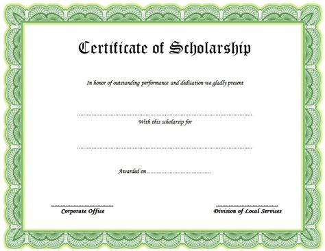 scholarship award certificate  examples format  examples