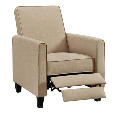 homestock mocha push  recliner chairs breathable linen recliner  adjustable footrest