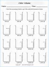Volume Capacity Worksheets Color Measuring Mathinenglish sketch template