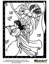 Coloring Pages Angel Angels Glass Christmas Stained Heavenly Sheets sketch template
