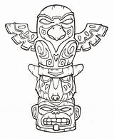 Coloring Pages Totem Pole Printable Tiki Faces Kids Kid sketch template