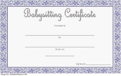 babysitting certificate template  latest designs fresh