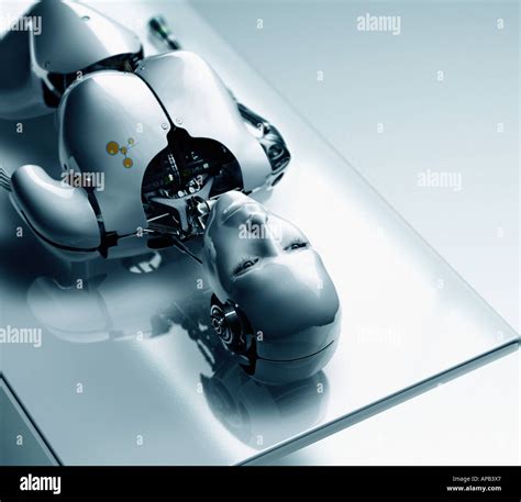 white conceptual futuristic female robot lying  stock photo alamy
