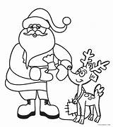 Santa Coloring Getdrawings Sled Drawing Reindeer Claus Pages sketch template