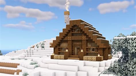 minecraft simple winter christmas log cabin tutorial explore     special ideas