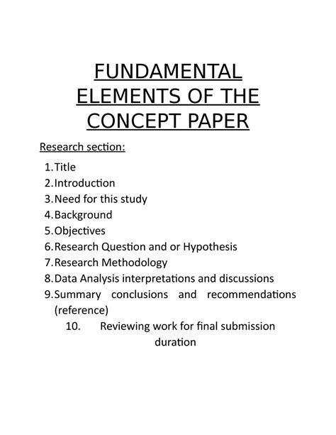 fundamental elements  concept paper fundamental elements