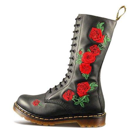 dr martens vonda rose embroidered combat block heel boots   shoes dr martens boots