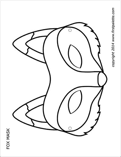 printable fox mask maska shablony detskie podelki