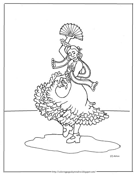 coloring pages  kids   adron printable spanish flamenco dancer