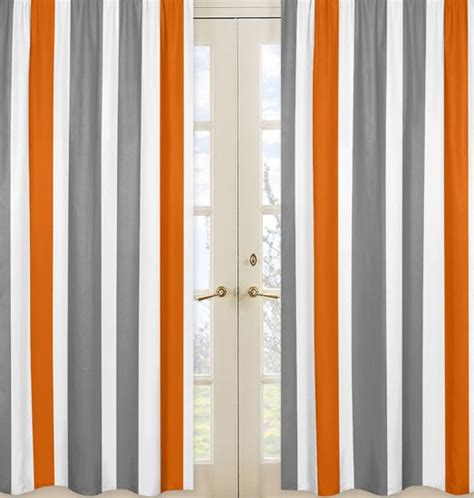 white orange  gray stripe   curtain panel pair dress