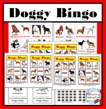 bingo printable dog theme bingo game dog breeds  marcia murphy