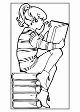 Book Reading Coloring Lezen Large Edupics sketch template