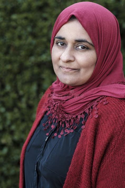 Mature Muslim Woman Wearing Hijab Is Posing Stock Image Image Of