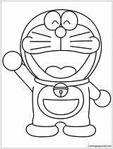 Doraemon Pages Coloring Color Online Waving Printable Print Coloringpagesonly sketch template
