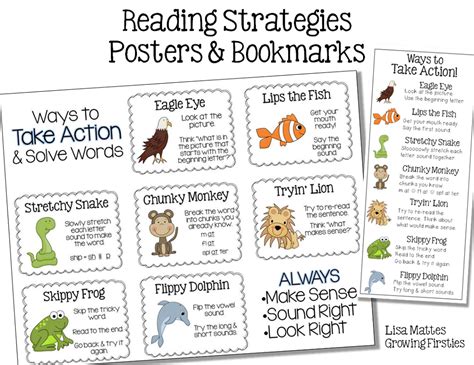 reading strategies printable activity shelter