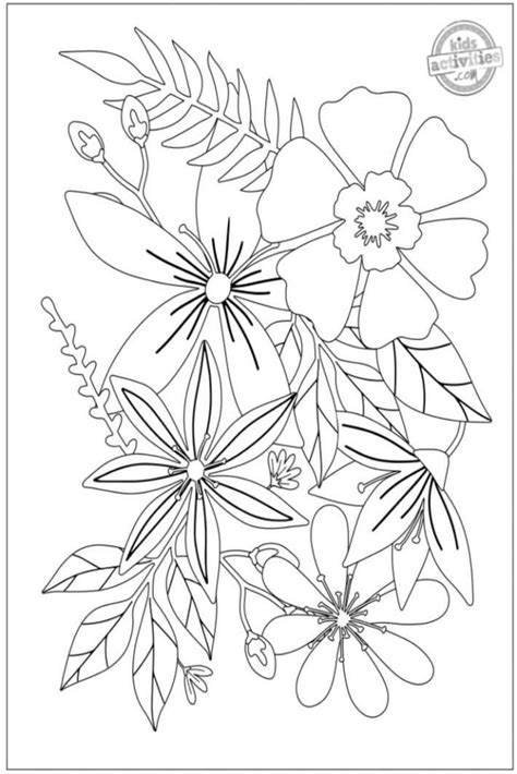 printable flower coloring pages medium level kids activities blog