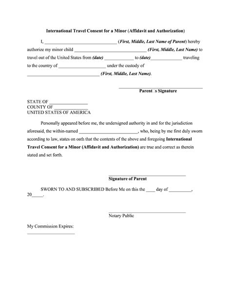 travel consent form canada fill  printable fillable blank