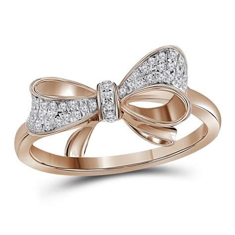 rose gold womens  diamond cluster bow ring  shipping