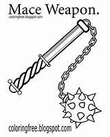 Medieval Coloring Pages Mace Weapon Battle Printable Axe Drawing Color Times Draw Ages Dark Clipart Template sketch template