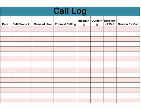 printable call log template      printable phone log