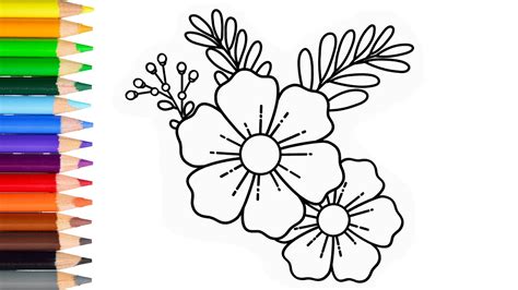 draw flower easy step  step learn drawing  flower simple