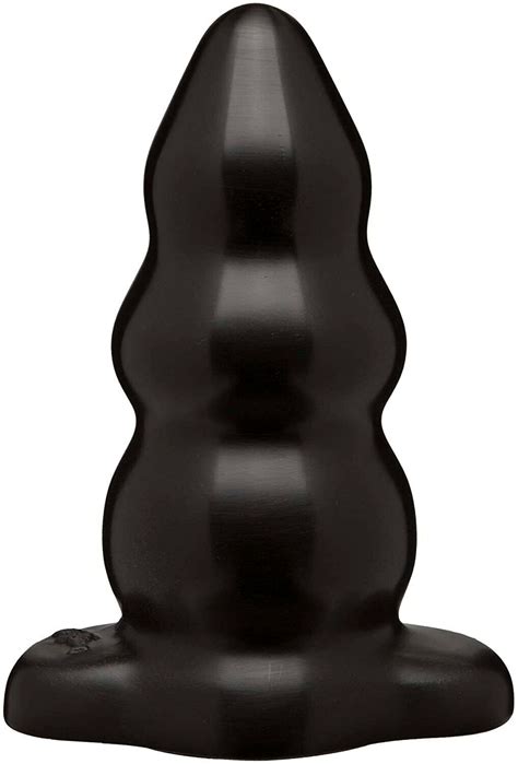 Doc Johnson Large Triple Ripple Butt Plug Ribbed Black Wide Anal Toy