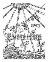 Coloring Clothes Line Adult Book Instant Printable Details sketch template