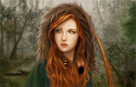 Redhead Fantasy Girl Painting Art Wallpapers Hd Desktop