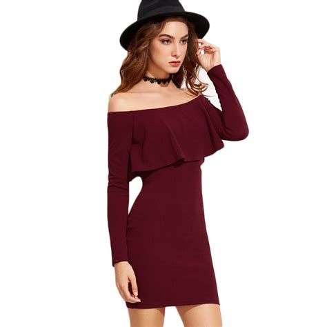 long sleeve mini dress womens dresses sexy burgundy off