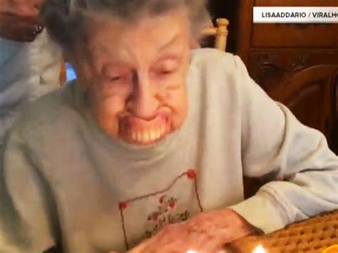 102 year old grandma blows candles and loses teeth