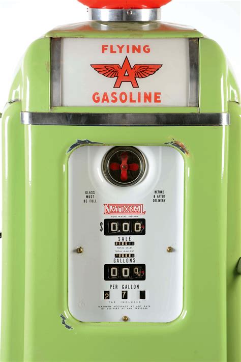 lot detail national gas pump partially restored  flying  gasoline