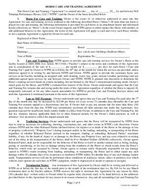 fillable  horse boarding contract template   sample
