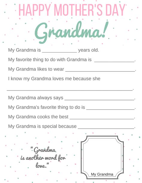 printable mothers day card  grandma  grandkids real mom recs