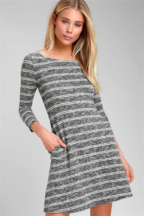 cute grey striped dress striped swing dress casual dress lulus