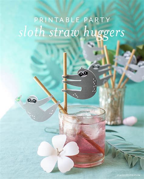 printable sloth straw huggers lia griffith