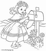 Coloring Cute Pages Girl Little Girls Valentine Colouring Letter Sending Mailing Vintage Pokemon Valentines Sheets Print Card Library Clipart Books sketch template