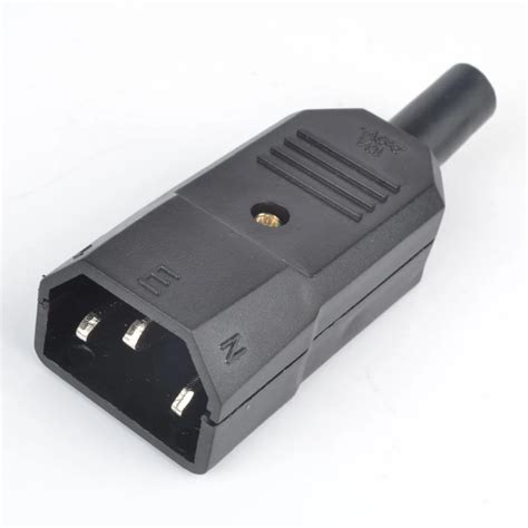 black iec  male plug rewirable power connector  pin ac
