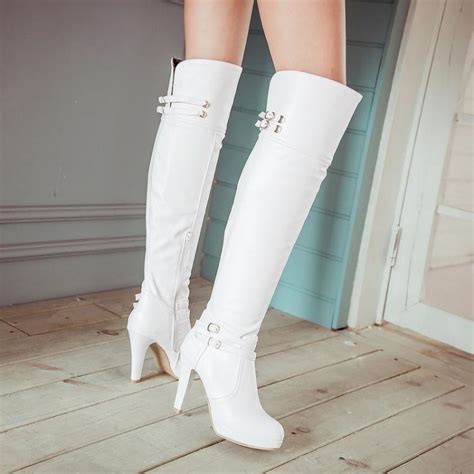 wholesale sexy high heeled white boots zipper spring korean fashion