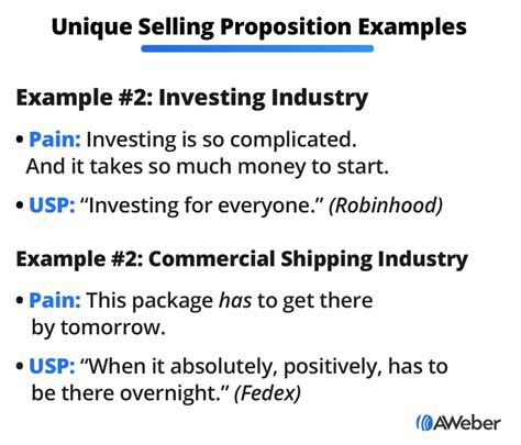 unique selling proposition examples    write   aweber