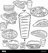 Kebab Doner Illustrazioni Shawarma sketch template