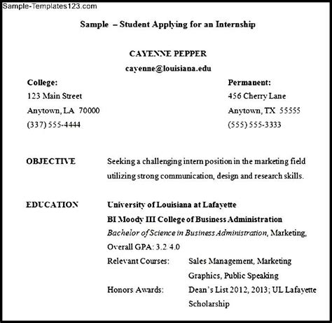 resume sample internship sample templates sample templates