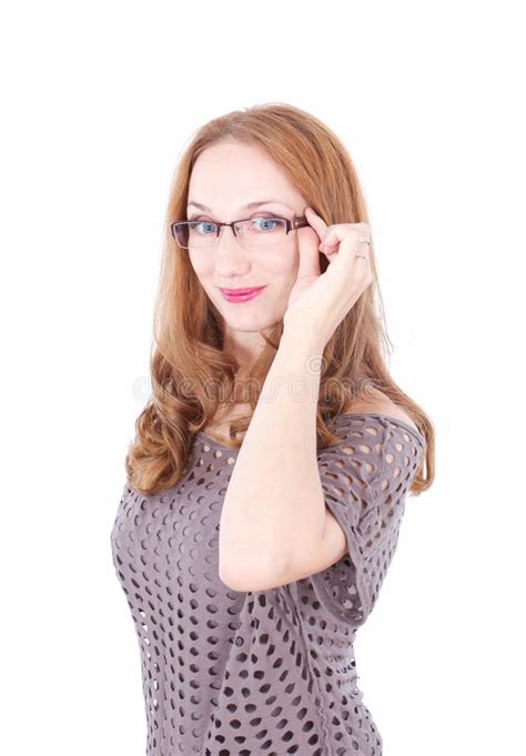 Pretty Lady Wearing Glasses Stock Image Image Of