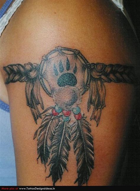 Pawprint Indian Feather Tattoos Arm Band Tattoo Feather Tattoos