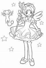 Sakura Coloring Pages Kids Wand Magic Anime Cardcaptor Fun ã Từ Lưu Heroes sketch template
