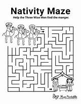 Maze Bible Nativity Sheets Mazes Sunday Museprintables Shepherds sketch template